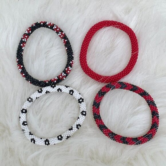 HAND CRAFTED in Nepal Beaded Bracelets (set of 4) #662 - Picture 3 of 5